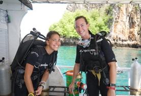 Conservation & Environment A Conservation & Community volunteer prepares for a survey dive to monitor marine life off the coast of Thailand.