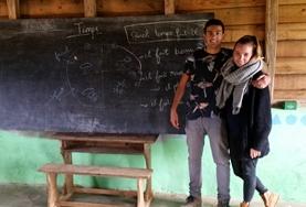 Language Courses Two volunteers practise their Malagasy skills after their language lessons in Madagascar.