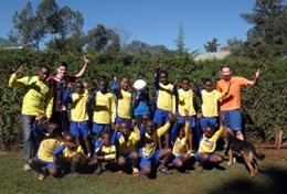 Sports A local soccer team poses together before a sports lesson at our volunteer School Sports placement in Kenya.