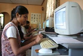 Sri Lanka A school student in Sri Lanka practises the computer skills taught to her on our volunteer Teach IT project.